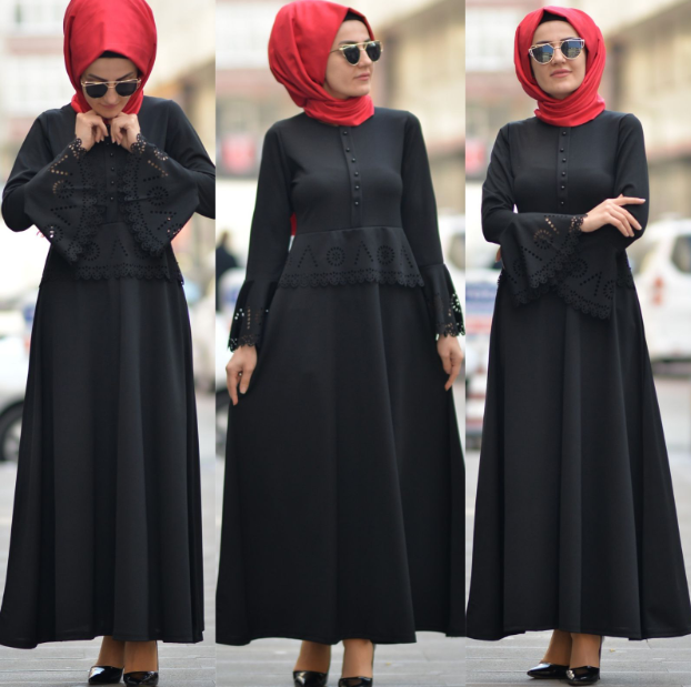 Siyah Tesettür Abiye Elbise Modelleri 2020